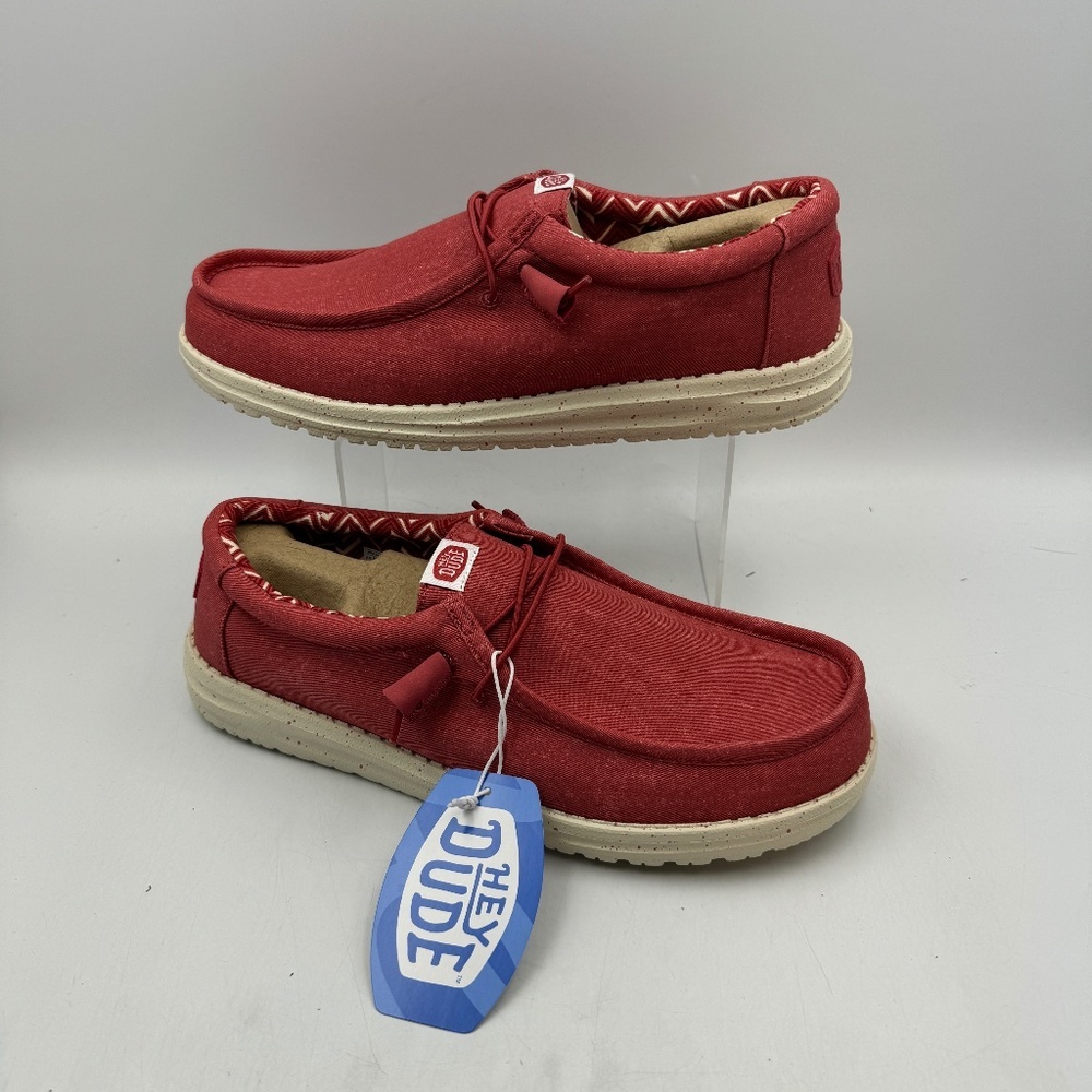 NEW Hey Dude Wally Canvas Karanda Red Men's US 12